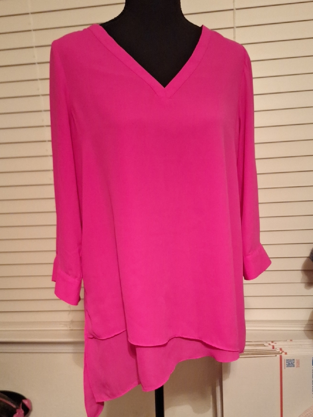 The Limited Hot Pink V-Neck Layered Tunic